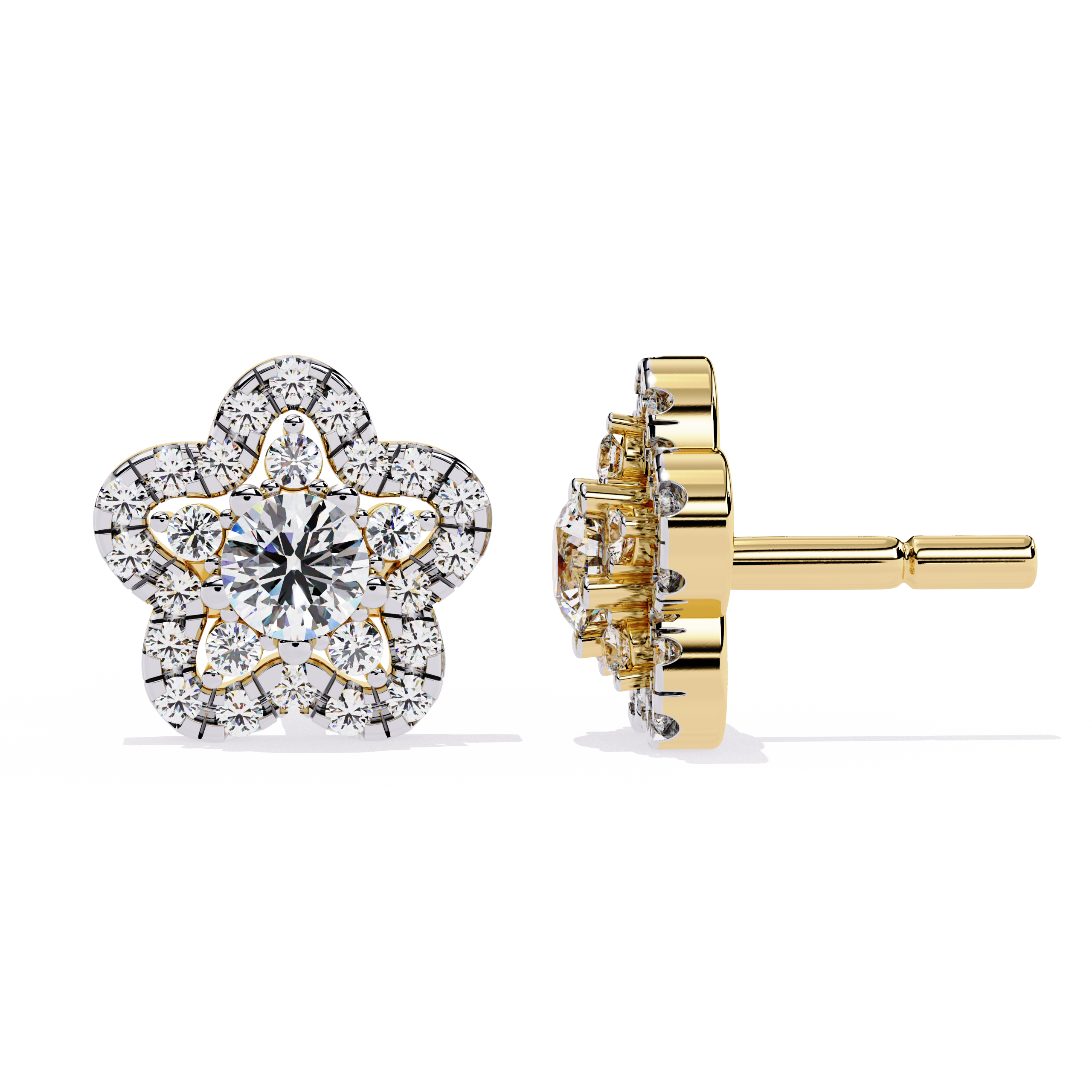 0.87ct Natural Diamond Floral Earrings | Solitairekart